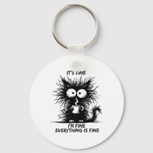 Llavero Gato negro lindo está bien estoy bien todo es Fi