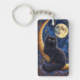 Llavero Gato negro majestuoso descansando