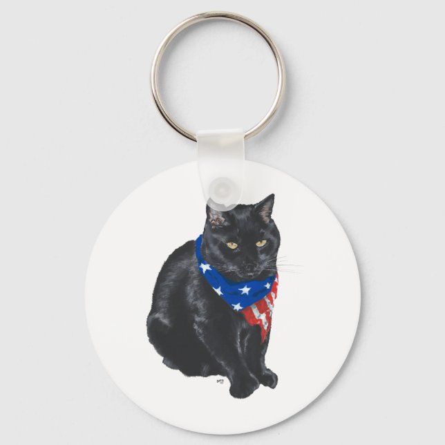 Llavero Gato Negro Patriótico (Anverso)