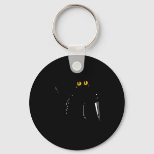 Llavero Gato Negro Qué Cuchillo Divertido Asesino Hallowee