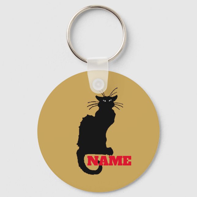 Llavero Gato negro, ruido de chat, cadena de teclas (Anverso)