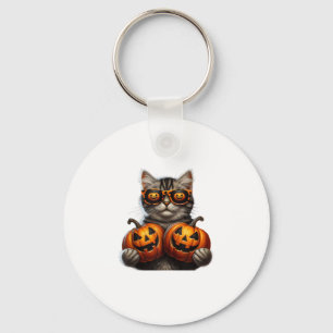 Llavero Gato negro sujetando calabaza Halloween Gato Amant