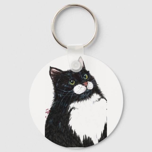 Llavero gato negro tux (Anverso)