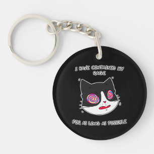 Llavero Gato negro y blanco con texto gracioso
