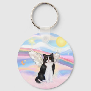 Llavero Gato negro y blanco - Nubes
