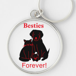 Llavero Gato negro y perro Besties para siempre