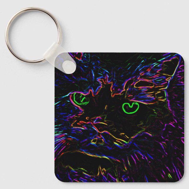 Llavero Gato Neon Glow (Anverso)