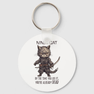 Llavero Gato Ninja, japonés samurai kawaii Cat Tattoo Funn
