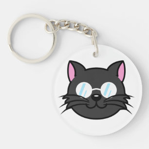 Llavero Gato oscuro Gato negro Gato Gris vestido con lente