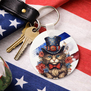 Llavero Gato Patriótico Americano