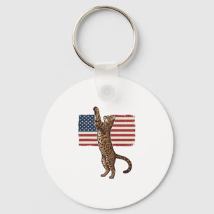 Llavero Gato Patriótico Bandera Americana Diseño Vector Vi