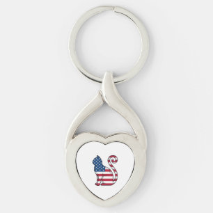 Llavero Gato Patriótico Grabado Vintage Diseño Vectorial_1