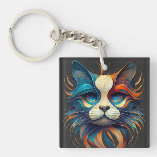 Llavero Gato Patriótico Rojo Blanco y Azul