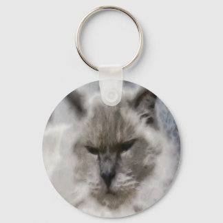 Llavero Gato persa blanco en acuarela