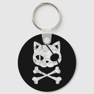 Llavero Gato pirata vintage Kitten Halloween Skull Cross B