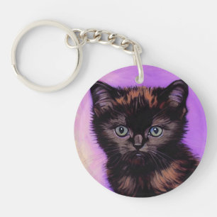 Llavero Gato púrpura estilo Van Gogh