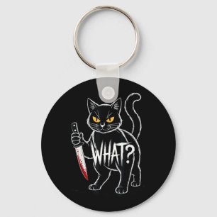 Llavero Gato Qué_ Divertido Gato Negro Con Cuchillo Hallow