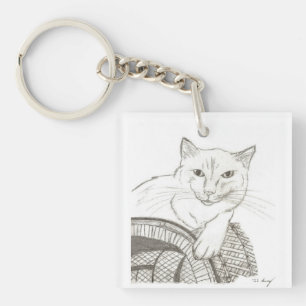Llavero Gato Ragdoll Retrato Keychain acrílico - Rosa