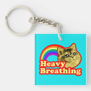 Llavero Gato respirante fuerte con amor arcoiris