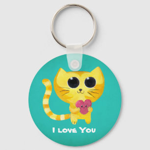 Llavero Gato romántico lindo con el corazón