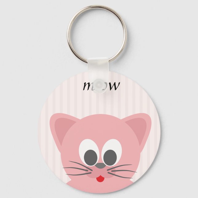 Llavero Gato rosa dulce de moda (Anverso)