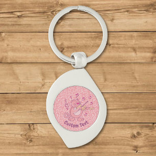 Llavero Gato rosado con cadena de claves de violín