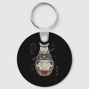 Llavero Gato Samurai Ninja Japonés En Daruma Tradicional T