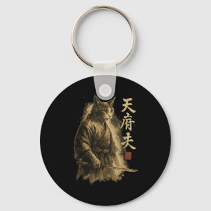 Llavero Gato samurai vintage Ukiyo-e Warrior Art Graphic C