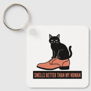 Llavero Gato Sarcástico en Zapato Meme de Linograbado