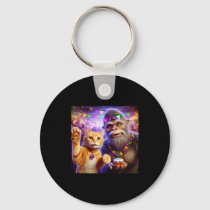 Llavero Gato selfie divertido de Mardi Gras cita Bigfoot _