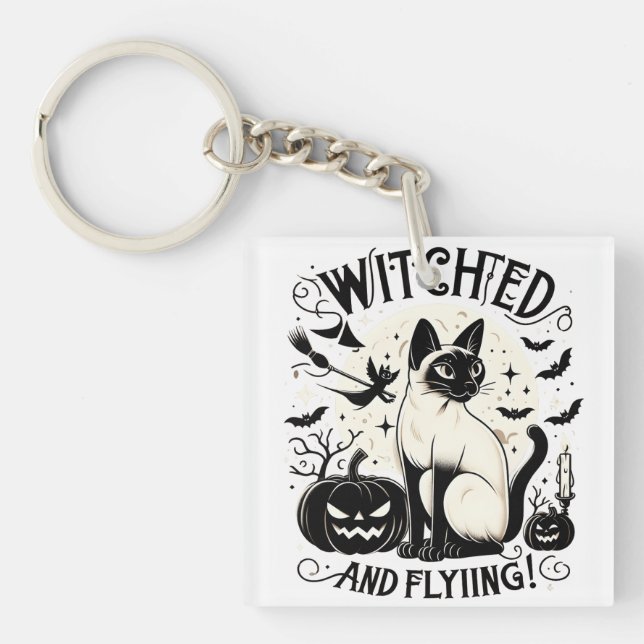 Llavero Gato siamés Magia: Bewitado y libre (Frente)