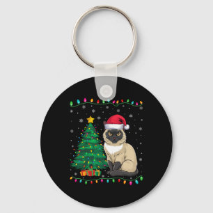 Llavero Gato siamés Santa Hat Hombres Mujeres Navidades