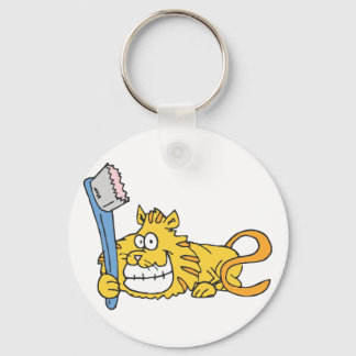 Llavero Gato sonriente con cepillo de dientes