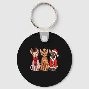 Llavero Gato Sphynx Navidad Retro Santa Reno