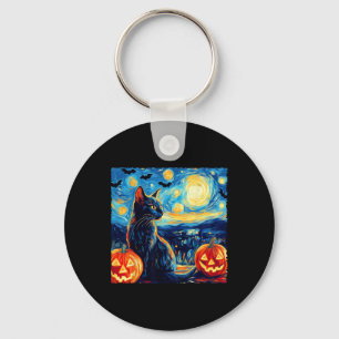 Llavero Gato Starry Night Van Gogh Cat Lover Bats Pumpkins