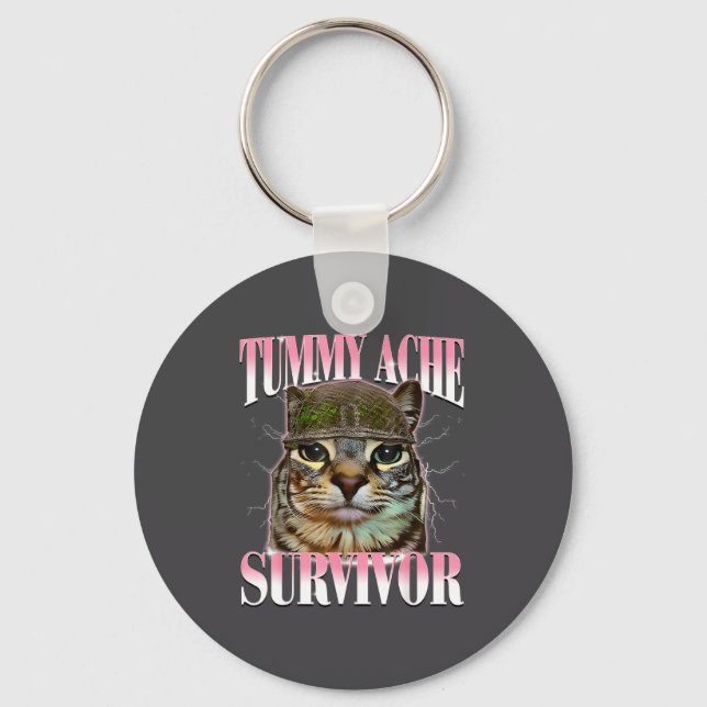 Llavero Gato Superviviente de Dolor de Barriga Meme Divert (Anverso)