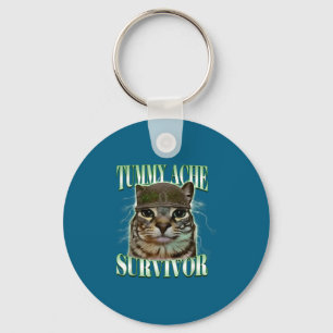 Llavero Gato Superviviente de Dolor de Barriga Meme Humor 