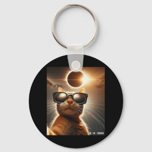 Llavero Gato Tomándose Un Selfie Con El Eclipse Solar 2024
