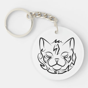 Llavero Gato tribal negro y blanco