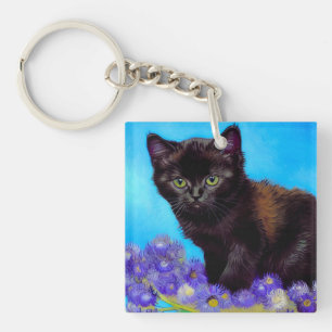 Llavero Gato Van Gogh y flores