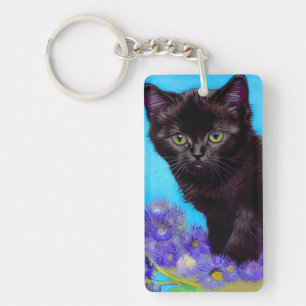 Llavero Gato Van Gogh y flores