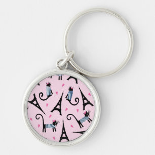 Llavero Gato vestido estilo francés con el modelo de la