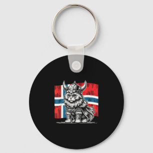 Llavero Gato vikingo con bandera noruega guerrero nórdico