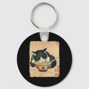Llavero Gato vintage comiendo fideos Ramen Otaku Japa