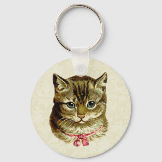 Llavero Gato vintage con arco rosado