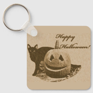Llavero Gato y calabaza feliz Halloween