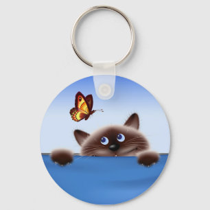 Llavero Gato y mariposa