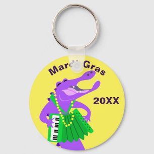 Llavero Gator morado de mardi gras
