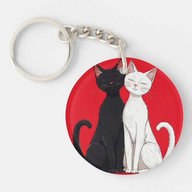 Llavero Gatos blancos y negros (Frente)