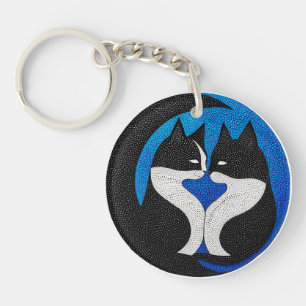 Llavero Gatos blancos y negros